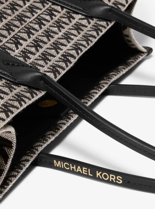 Damske Prenosná Taška Michael Kors Heidi Large Logo Jacquard Béžové Čierne - Kabelky Michael Kors Vypredaj | VJMGU-8413
